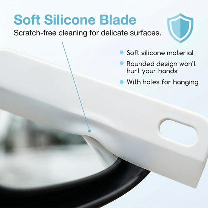 Mini Squeegee for Car, 2 PCS Small Sink Squeegees Soft Rubber Squeegee Multi-Purpose Window Scrubber Cleaning Squeegees Tool for Kitchen Countertops, Car Windshield, Bathroom, White