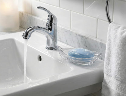 Self Draining Leaf Clear Glass Soap Dish,Bar Soap Holder | Decorative Leaf shape Soap Dish for Shower,Soap Tray,Soap Holder for Bathroom Sink,Vanity&Kitchen,Modern Bathroom Accessory.