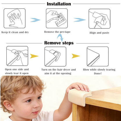 12 Pack Soft Corner Protector Baby Proofing Edge & Corner Guards, Furniture Safety Bumper for Table, Fireplace, Stair, Cabinet, (Brown)