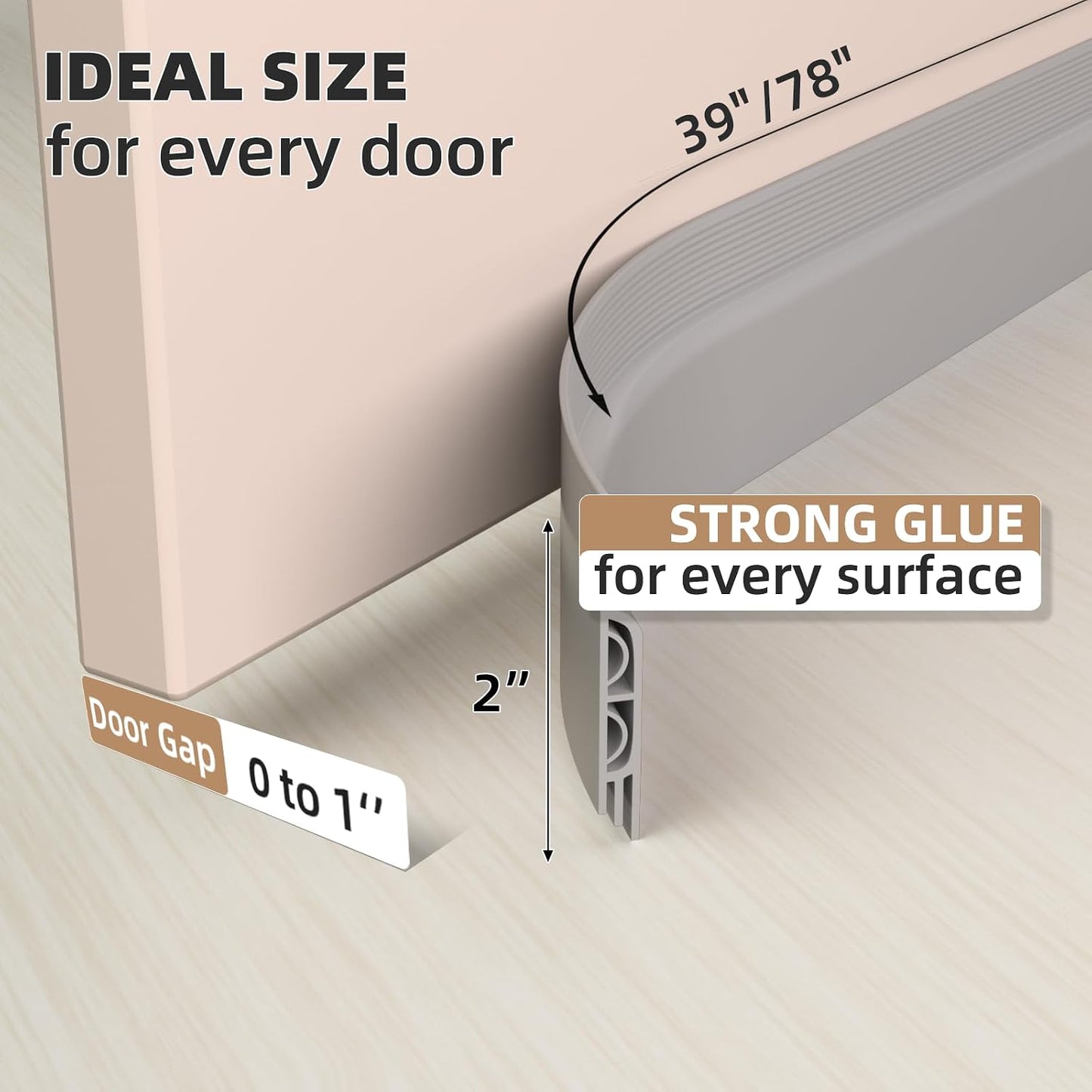 KNEELISA 39" Black Under Door Draft Stopper Exterior,Bottom Door Sweep Sound Proofing,Soundproofing Noise Blocker,Gap Filler Soundproof Seal Strip