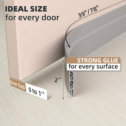 KNEELISA 39" Black Under Door Draft Stopper Exterior,Bottom Door Sweep Sound Proofing,Soundproofing Noise Blocker,Gap Filler Soundproof Seal Strip