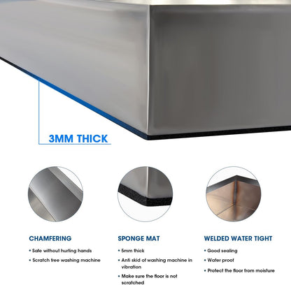 Washing Machine Pan-30" x 32" x 2.5", Heavy Duty 304 Stainless Steel, Washing Machine Tray with Anti-Slip Bottom Pad, Raised Edge Drain Pan, No Hole, Leak Protection for Laundry Room