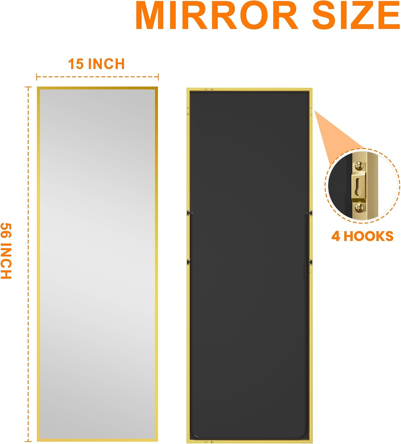 TRAHOME Full Length Floor Mirror 56"x15", Standing Mirror with Aluminum Frame, Large Body Mirror for Bedroom, Living Room and Bathroom, Black
