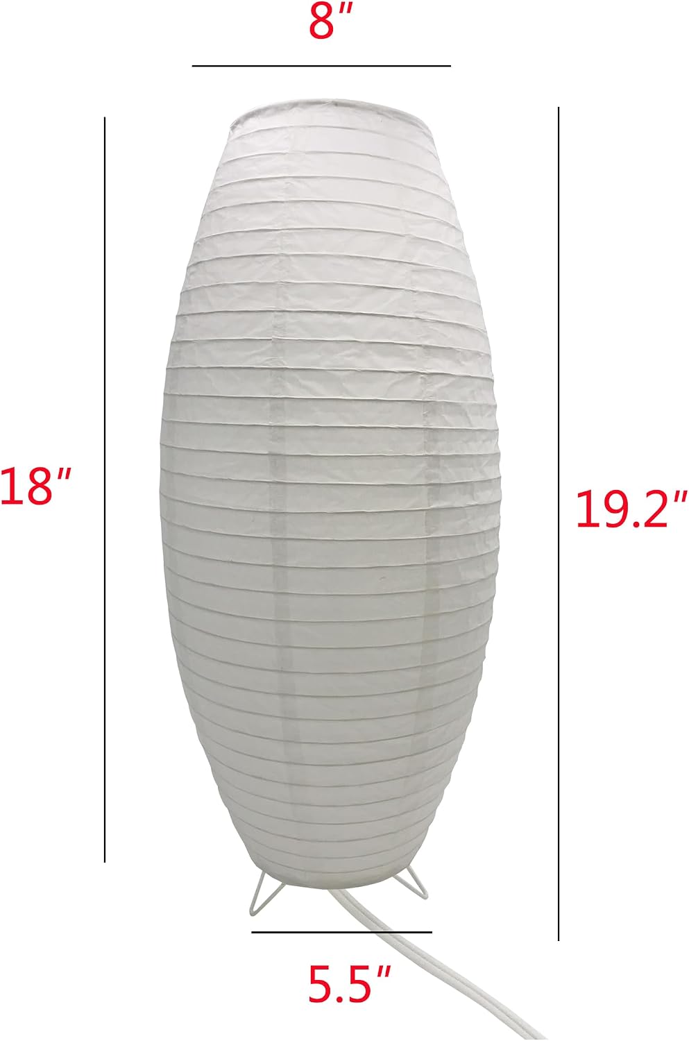 Paper Lamp Desk Lantern Table Lamps Rice Paper Bedside Nightstand Portable Small Light for Living Room Bedroom (1, 19.2"x8.5"x8.5")