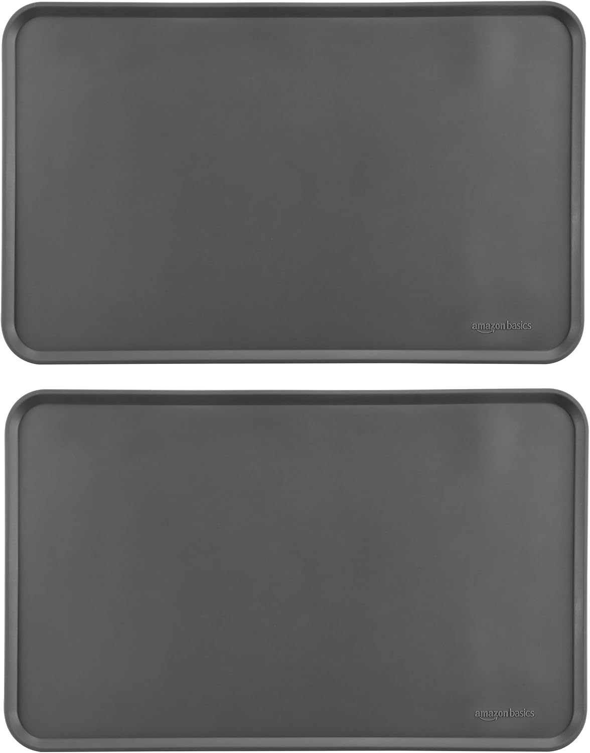 Amazon Basics Waterproof Non-Slip Silicone Pet Feeding Mat with Raised Edges for Food and Water Bowls, Easy to Clean Pet Placemat to Protect Floors, 18.5" x 11.5", Black