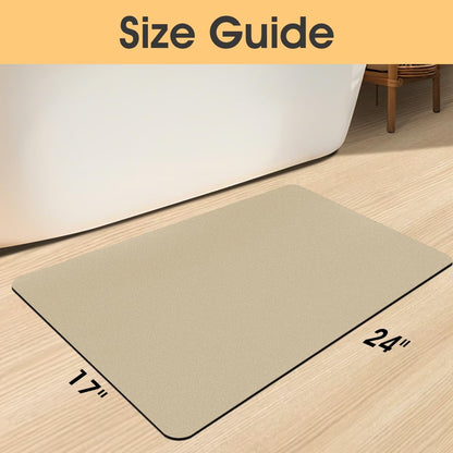 ACCUMTEK Non Slip Bath Mat, Thin Bathroom Rugs Fit Under Door, Quick Dry Bath Mats, Machine Washable Bath Rugs for Bathroom, Bathtub & Kitchen, Grey/Bordered/24 x17