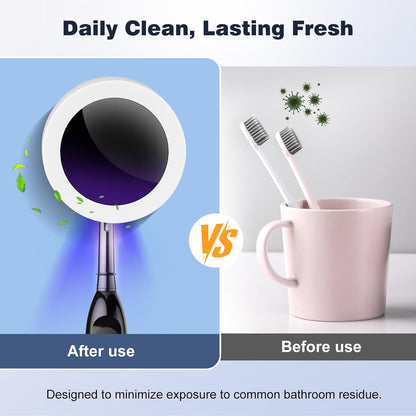 IYE Wall Mounted Electric Toothbrush Holder, Rechargeable Portable Personal Toothbrush Cleaner with Cover for Bathroom and Travel, Keeps Brushes Fresh and Clean