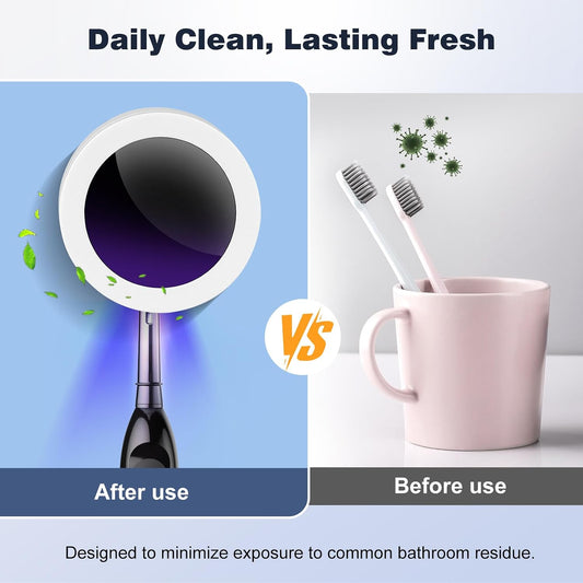 IYE Wall Mounted Electric Toothbrush Holder, Rechargeable Portable Personal Toothbrush Cleaner with Cover for Bathroom and Travel, Keeps Brushes Fresh and Clean