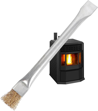 Professional Steel Wire Brush for Pellet Stove Cleaning, Steel Brush with Scraper, Metal Long Handle,Suitable for Removing residues (Pack of 2)