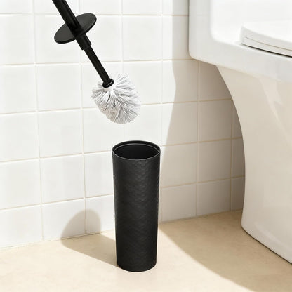 Topsky 2 Pack Compact Toilet Brush & Holder Set, Plastic Round Barrel Loo Brush with 2 Replacement Toilet Brush Head, Durable for Bathroom Toilet, Gray