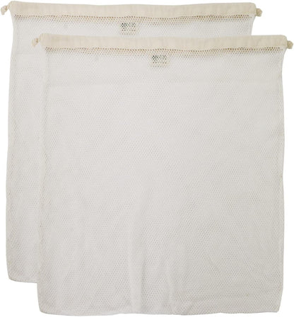 Simple Ecology Organic Cotton Mesh Laundry Bag; Machine Washing Bags for Delicates, Lingerie and Garments, Small 2 pack