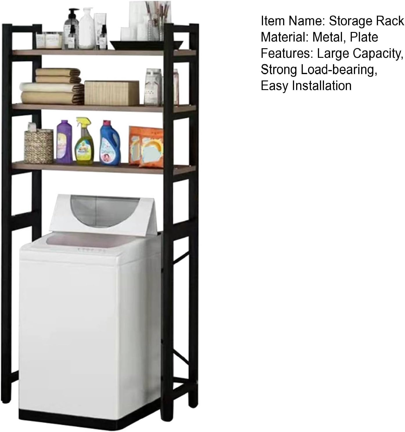 3-Tier Bathroom & Laundry Storage Shelf,Over Washer and Dryer Shelves,Large Capacity Metal Washing Machine Rack for Organization and Storage Space-Saving Bathroom Sundries