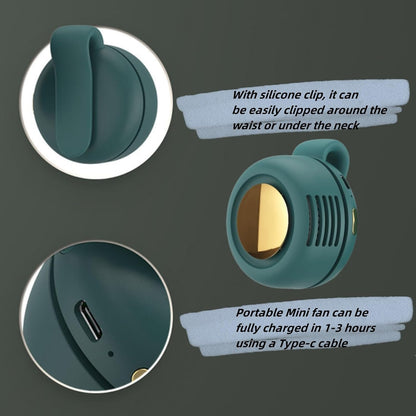 Portable Clip On Fan for Shirt, Mini Fan With Clip, Silent Bladeless Adjustable 3 Speeds Suspended Waist Fans, 2026 New Wearable Small Fans for Outdoor & Travel & Office, Travel Accessories (Green)