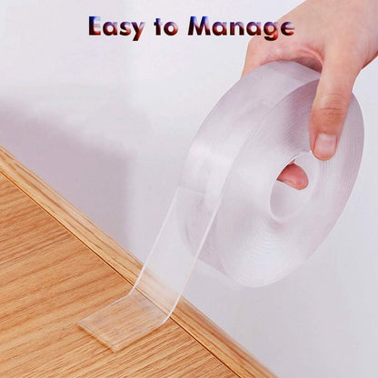 LLPT Double Sided Clear Nano Tape, 2.36 Inch x 16.5 Feet, 1 Pack | Strong Adhesive, Heavy Duty, Gel Tape Clear, Traceless Washable, No Residue for Home Office Store Deco Card Poster Photo Wall