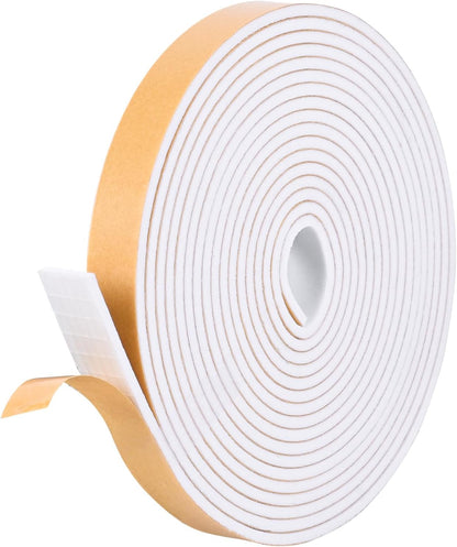 Self Adhesive Foam Tape Weatherstrip 1/2in x 1/4in x 42Ft High Density Foam Insulation Strips Foam Seal Weather Stripping with Strong Adhesive for Door and Window Sound Isolation Soundproofing, White
