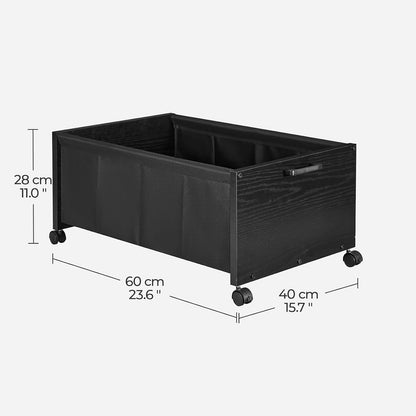 FOUCSSOMEI Under Bed Storage with Wheels, Wooden Under Bed Drawers On Wheels, Rolling Under Bed Shoe Storage, Space Saving, Rustic Brown,30L
