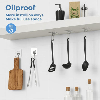 10 Packs All-Purpose Large Adhesive Hooks, Heavy Duty Hold 37 lb(Max) Wall Hooks for Hanging, Large Waterproof Stick on Hooks for Organization