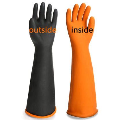 Black Rubber Gloves Extra Large, 22" Long Chemical Resistant Gloves, Waterproof Reusable Dishwashing Household Cleaning Safety Work Heavy Duty Industrial Rubber Glove, 1 Pair XXL