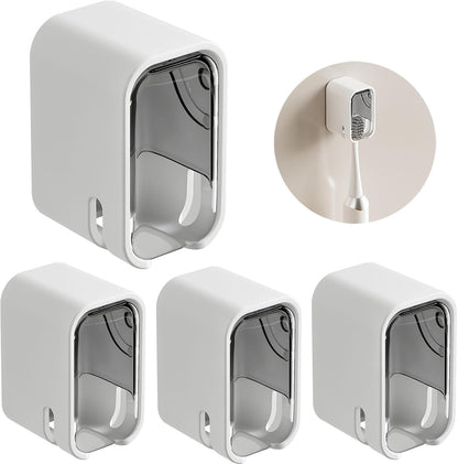 Toothbrush Holder Wall Mounted Toothbrush Holders for Bathrooms, Tooth Brush Holder for Travel and Home, Single Toothbrush Organizer with Cover for Shower 2PCS