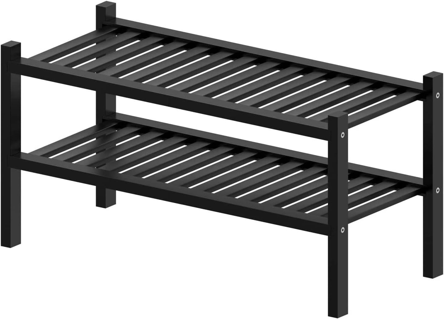 ROMGUAR CRAFT 3 Tier Bamboo Shoe Rack for Closet Free Standing Wood Shoe Shelf Storage Organizer for Entryway Small Space Stackable 27"x11"x20" (Natural)