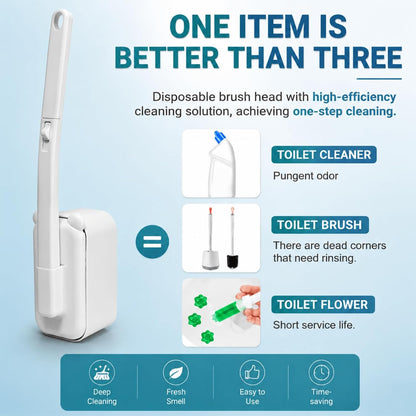Disposable Toilet Brush with 48 Refills,Toilet Cleaning Supplies,Toilet Wand Brush Starter Kit,Wall Mounted Toilet Bowl Cleaner Brush with Holder for Bathroom Deep Cleaning & Hygiene (White)