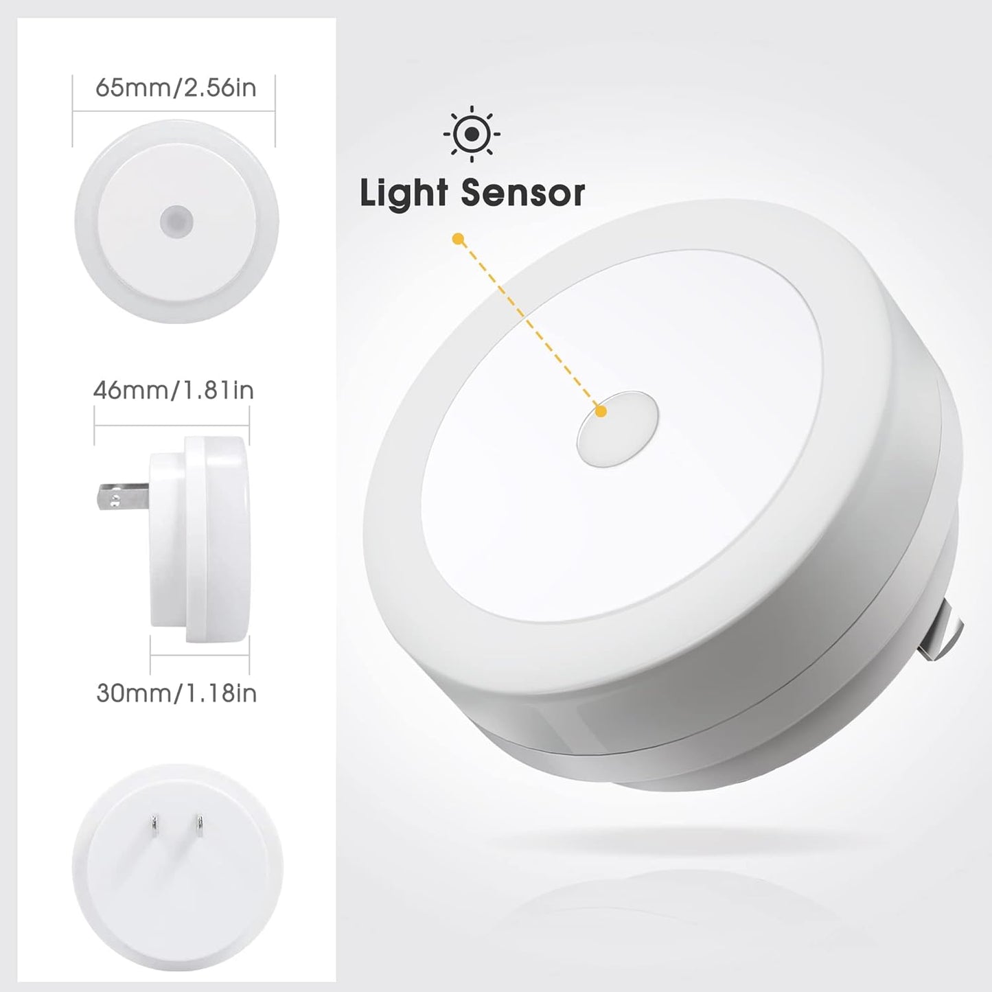 Briignite Motion Sensor Night Light, [2 Pack] Night Lights Plug into Wall, Auto On/Off Motion Activation Nightlight, Energy-Saving 0.6W LED, Daylight White, Ideal for Kids, Bedroom, Bathroom