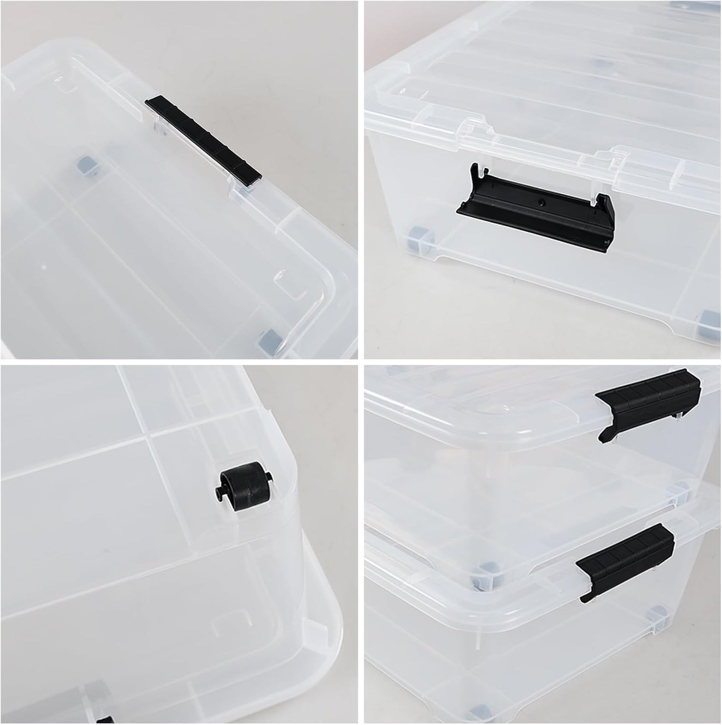 4-Pack 20 Quart Clear Under Bed Plastic Storage Bins with Wheels | Under Bed Storage Box, Locking Latch Lid, Easy-Glide Wheels, for Bedroom, Bathroom, Garage, and Office Organization