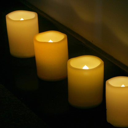 CANDLE CHOICE Waterproof Outdoor Battery Operated Flameless Candles with Remote Timer Plastic Flickering Fake Electric LED Pillars for Lantern Garden Wedding Christmas Decorations 3x4 Inches 3 PCS