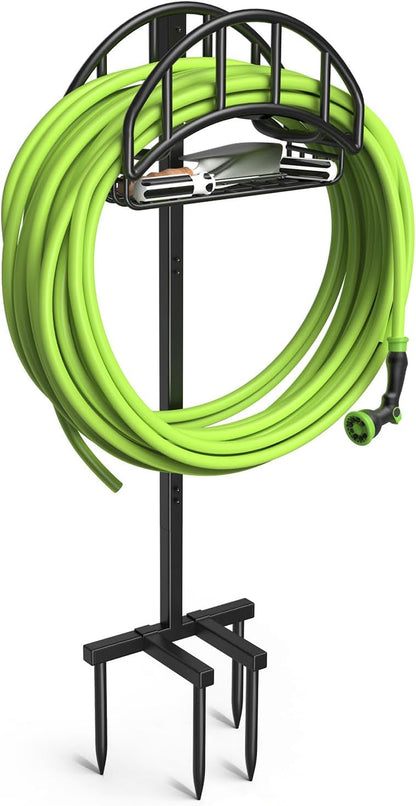 Garden Hose Holder Reel, Upgraded Metal Hose Reels Holds 150ft Hose, Heavy Duty Freestanding Water Hose Holders, Detachable Hose Storage Hanger for Outside - Fan-Shaped