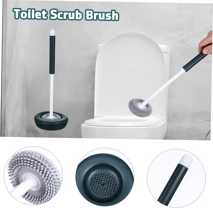 HEALLILY 1set Silicone Toilet Bowl Brush with Holder Effortless Cleaning Tool for Bathroom Quick Drying Design with Drainage and Resilient Cleaning Accessory for Toilet Maintenance