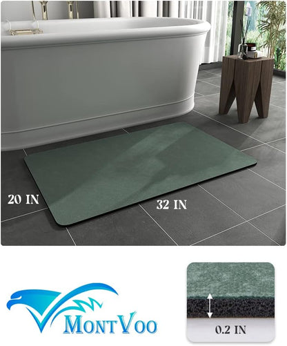 MontVoo -Bath Mat-Rubber Backing Non SlipThin Bathroom Rugs Fit Under Door- Quick Dry Absorbent Faux Suede Surface Grey Bathroom Floor Mats-Shower Rug for in Front of Bathtub Shower Gray 16x24