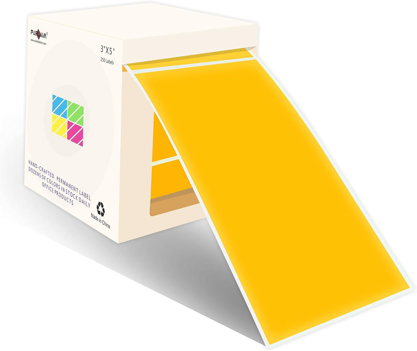 PARLAIM 3 X 5 Inch Rectangle Adhesive Color Coding Stickers,Square Inventory Stickers -250 Per Dispenser Box (Fluorescent Green)