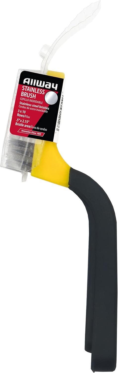 ALLWAY GB Narrow Nylon Stripper & Grout Brush | Soft-Grip Handle, Ideal for Tile and Grout