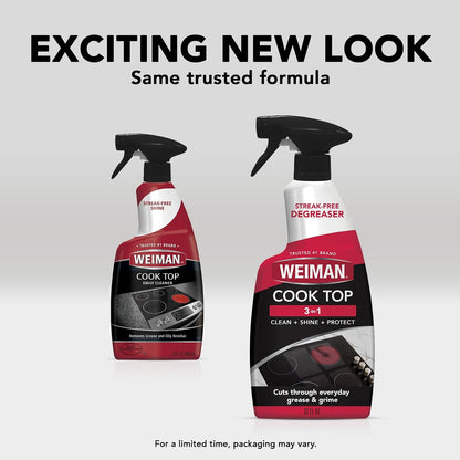Weiman 22 Fl Oz Cooktop Cleaning Spray & Microfiber Cloth – Cooktop & Oven Cleaner for Streak & Residue Free - Non-Abrasive Degreaser Safe for Glass & Ceramic