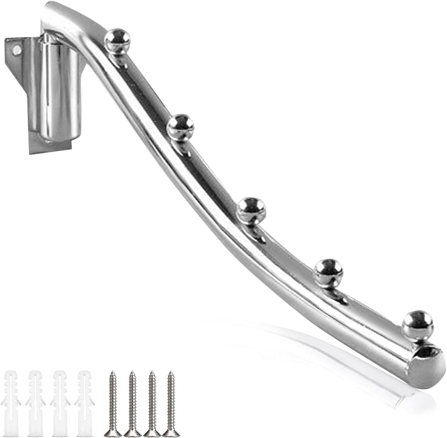 Mounted Folding Clothes Hanger Rack, Stainless Steel Laundry Hanger Dryer Rack with Swing Arm Holder Space Saving Clothes Hook Closet Storage Organizer Heavy Duty Drying Rack with 7 Hooks Coat Rack