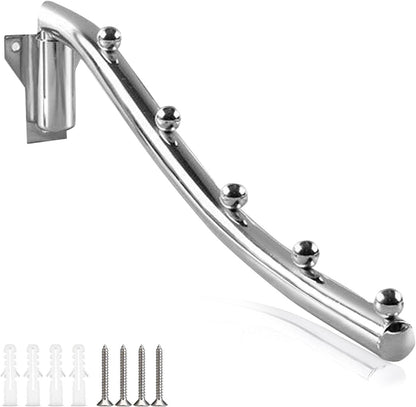 Mounted Folding Clothes Hanger Rack, Stainless Steel Laundry Hanger Dryer Rack with Swing Arm Holder Space Saving Clothes Hook Closet Storage Organizer Heavy Duty Drying Rack with 7 Hooks Coat Rack