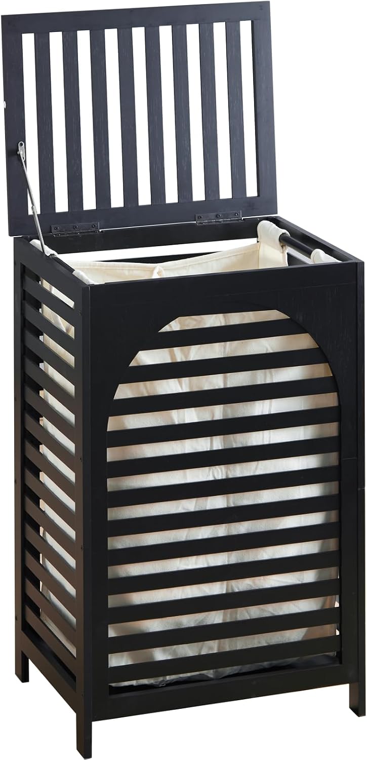 Laundry Hamper with Lid,Bamboo Large Waterproof Clothes Laundry Basket,Removable Washing Bags with Handles,clothes basket (Natural)