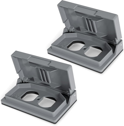 ELEGRP Horizontal Outdoor Cover for Duplex Receptacles, 2-Hole Weatherproof Wall Plate, Outdoor Electrical Outlet Cover, Standard Size 1-Gang 4.55” x 3.02”, Thermoplastic, 1 Pack, Grey