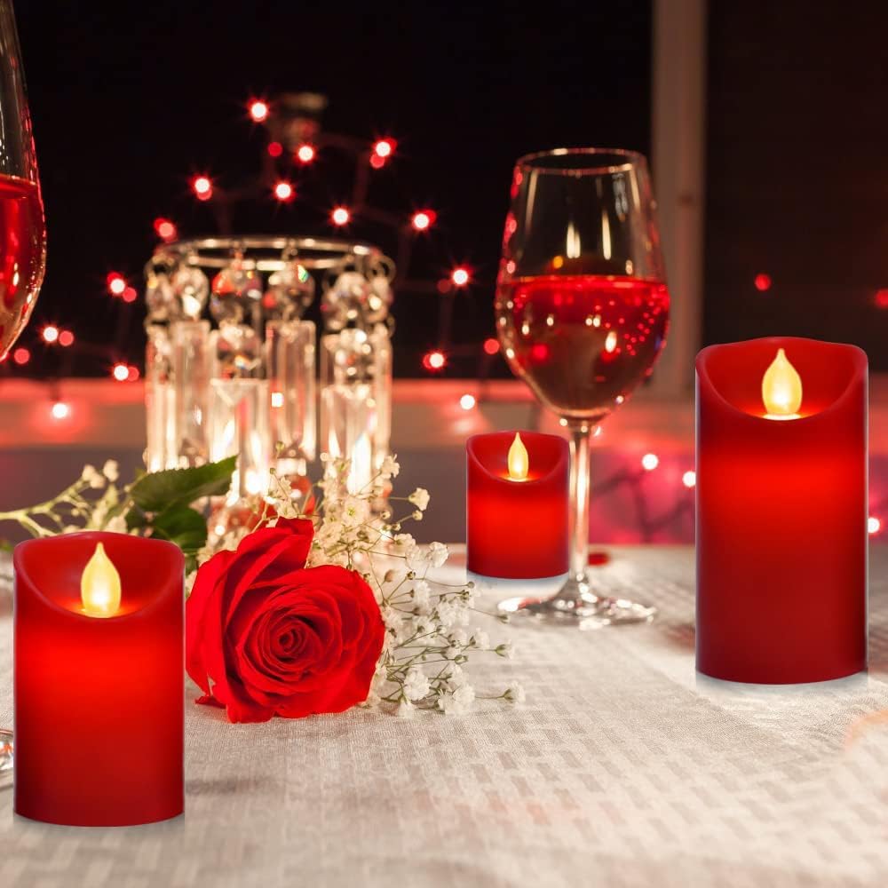 Flameless Flickering Battery Operated Candles D2.2''*H4 5" 6" 7" 8" 9" Set of 9 Ivory Real Wax Pillar LED Candles with 10-Key Remote and Cycling 24 Hours Timer (Ivory)