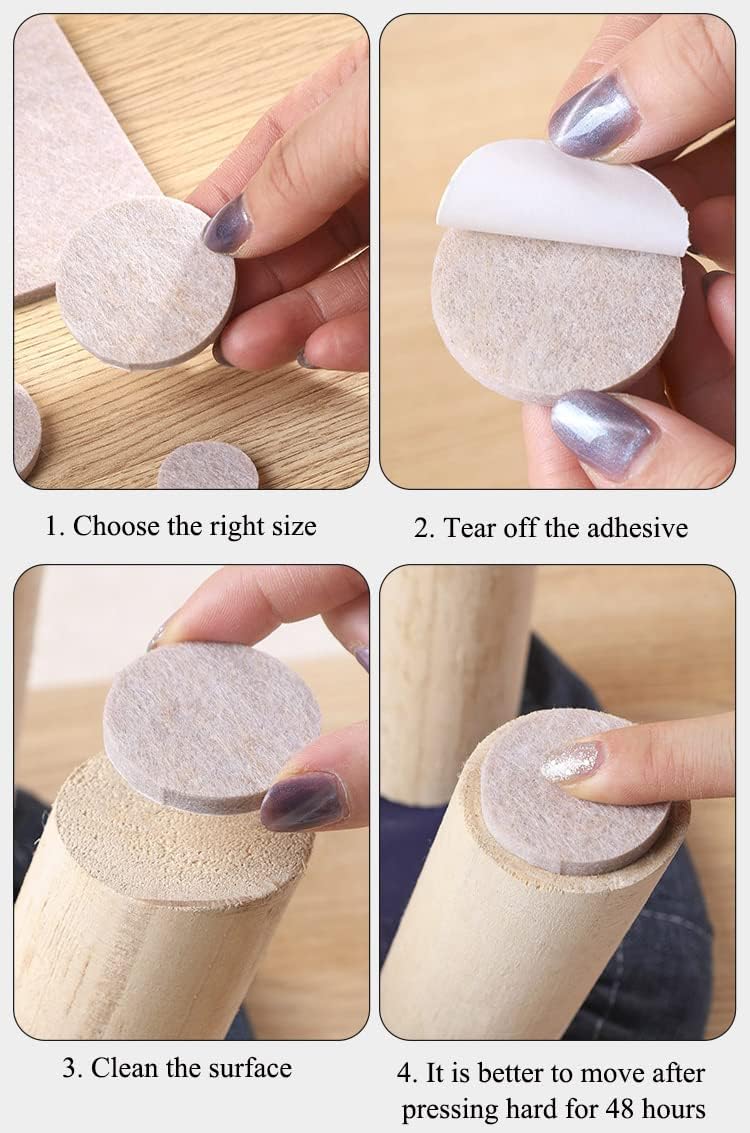 AKOAK 50 Pieces 3/4-Inch Furniture Round Felt Pads, Self-Adhesive,to Protect The Furniture and Floors,Beige