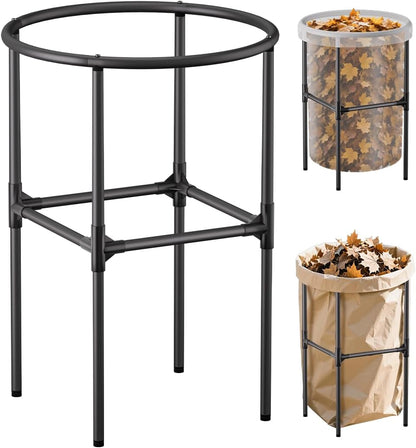 Heavy-Duty Garden Trash Bag Holder – 30-45 Gallon Outdoor Yard Waste Bag Stand Metal Frame Lawn Leaf Bag Holders with Adjustable Feet, Detachable Legs for Leaves, Yard Waste, Camping (M)