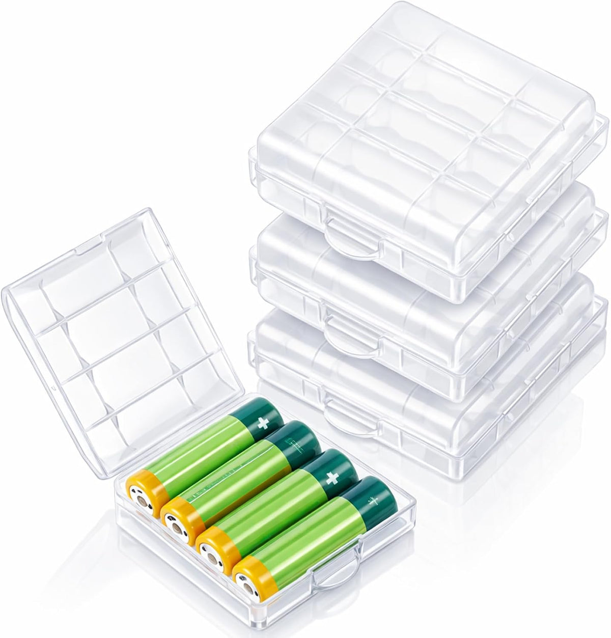 Skrfren 4 pcs AA/AAA Battery Organizer Storage Case, Clear Battery Holder Case Small Batteries Organizer for Drawer