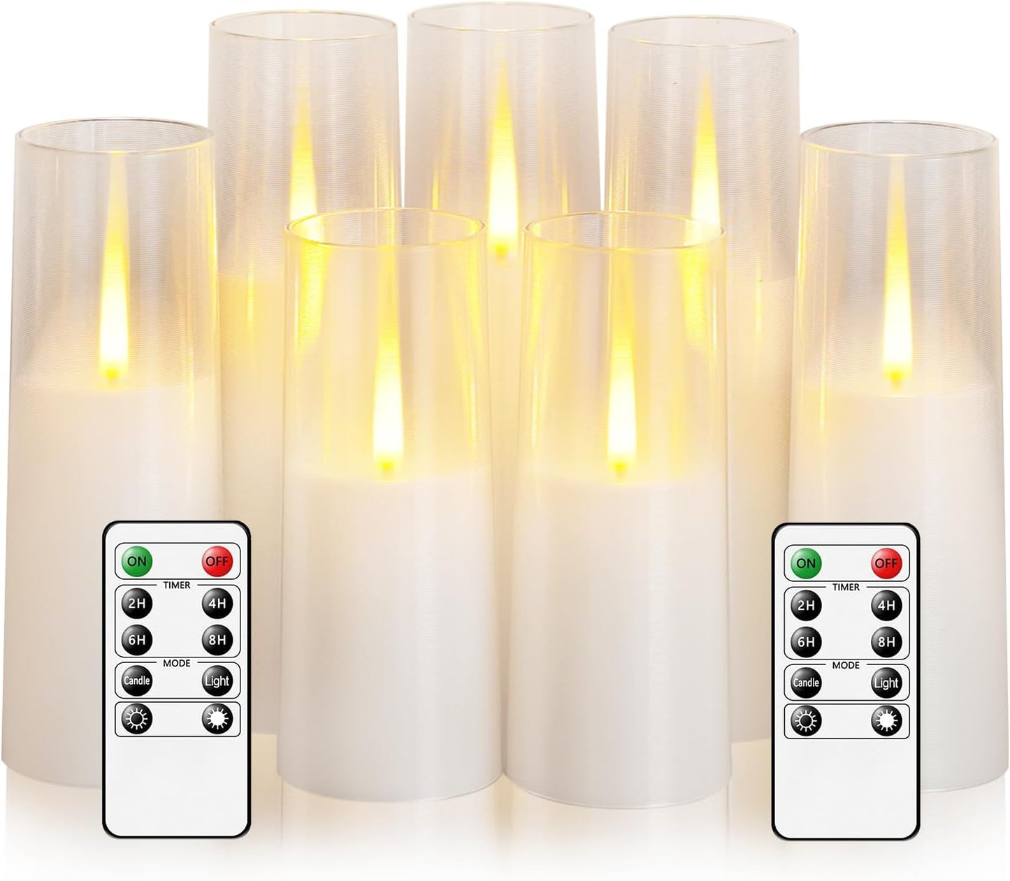 kakoya Flameless Candles Upgraded Realistic Flickering Flame,Battery Operated LED Candles with Remote Timers,Acrylic Electric Candles Set of 3(D 3" xH 4" 5" 6")（Grey）