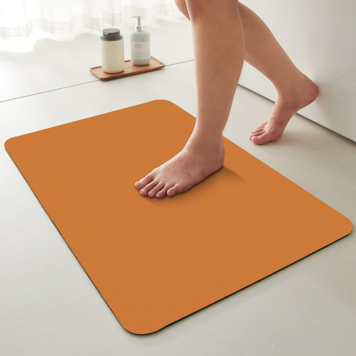 TYUU Bath Mat, Bathroom Rugs Non Slip Washable Thin Absorbent Quick Dry Bath Mat Fits Under Door Bathroom Floor Mat Perfect for Bath, Shower, or Sink 16"x24" Dark Grey