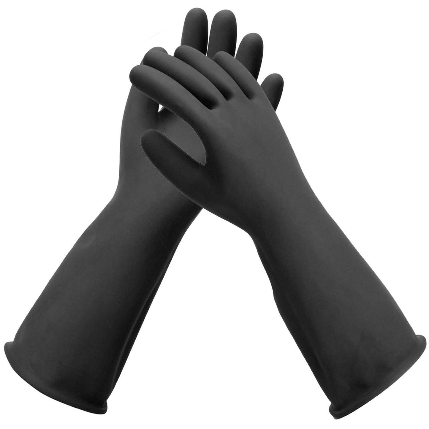 Black Rubber Gloves Extra Large, 22" Long Chemical Resistant Gloves, Waterproof Reusable Dishwashing Household Cleaning Safety Work Heavy Duty Industrial Rubber Glove, 1 Pair XXL