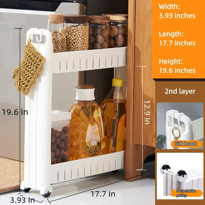 Slim Storage Car Durable Slim Storage Cabinet with Wheels Narrow Shelf Rack for Kitchen,Bathroom,Study,Office,Etc (3 Tier elevated)