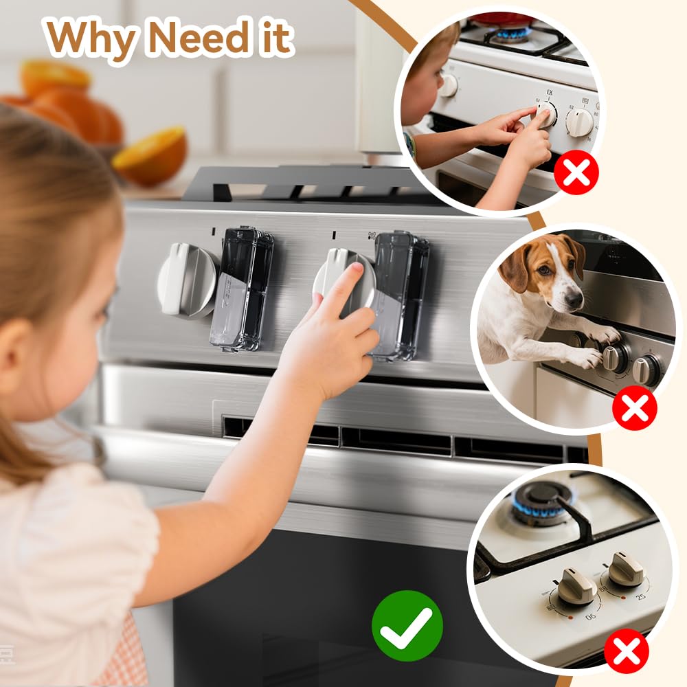 EUDEMON 5 Pack Baby Safety Gas Stove Knob Locks,Childproof Lock for Big,Small Knobs,Eay to Install & Use (Black)