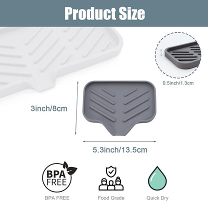 Kitchen Soap Tray, XIACIBDUS 2PCS Silicone Sink Sponge Holder, Soap Holder for Kitchen Sink with Drain Spout, Bath Tray Caddy Soap Tray for Kitchen Counter Bathroom Dish Scrubber(Big)