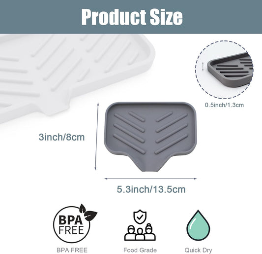 Kitchen Soap Tray, XIACIBDUS 2PCS Silicone Sink Sponge Holder, Soap Holder for Kitchen Sink with Drain Spout, Bath Tray Caddy Soap Tray for Kitchen Counter Bathroom Dish Scrubber(Big)