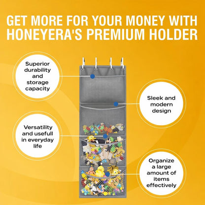 Honeyera The Original Stuffed Animal Storage (Patented) - Over Door Organizer for Stuffies, Baby Ideas Holder, Toy Plush Hammock Hanging Net Big Girls Toddler Large Bag Animals Stuffy Behind